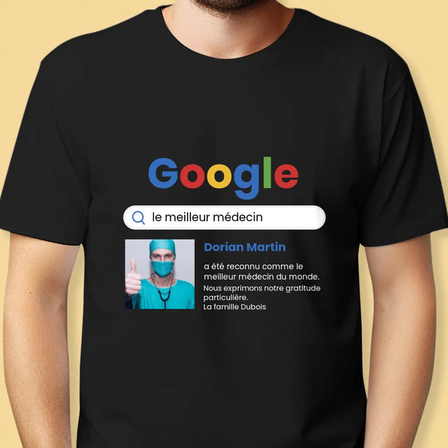 La Photo Et Un Texte: Meilleur Médecin Résultat Google - T-Shirt Pour Hommes