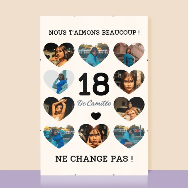 Le Collage Photo: 18 Cœurs - Affiche