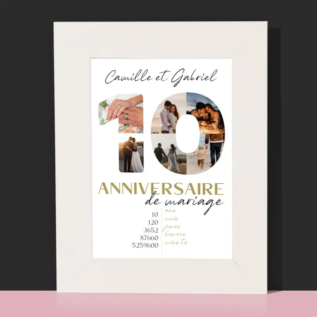 Collage Photo De Lettre: 10 Anniversaire De Mariage - Cadre Photo