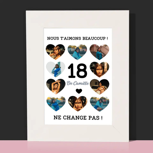 Le Collage Photo: 18 Cœurs - Cadre Photo