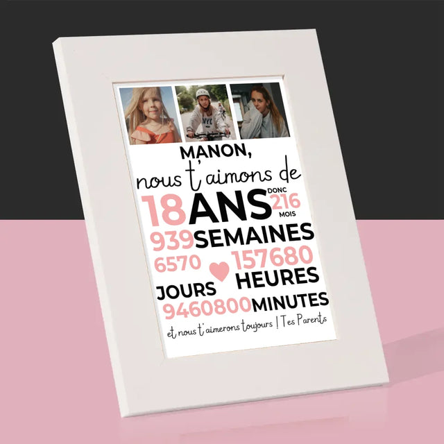 Le Collage Photo: Nous T'Aimons Depuis 18 Ans - Cadre Photo