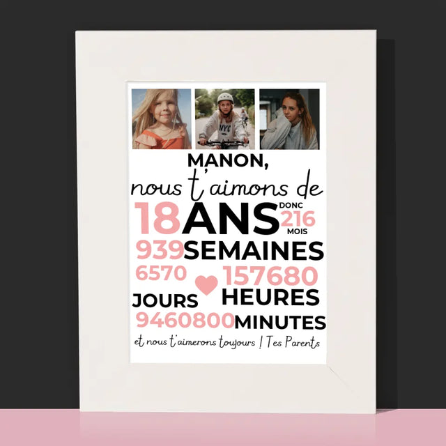 Le Collage Photo: Nous T'Aimons Depuis 18 Ans - Cadre Photo