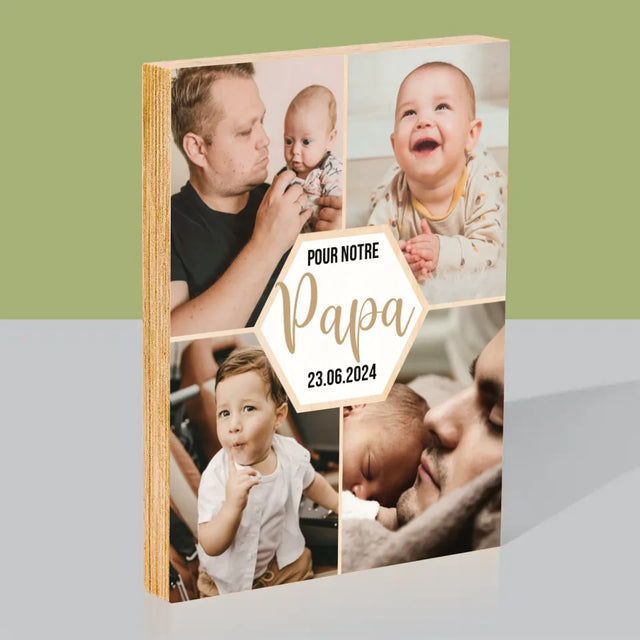 Le Collage Photo: Pour Notre Papa - Impression Sur Bois