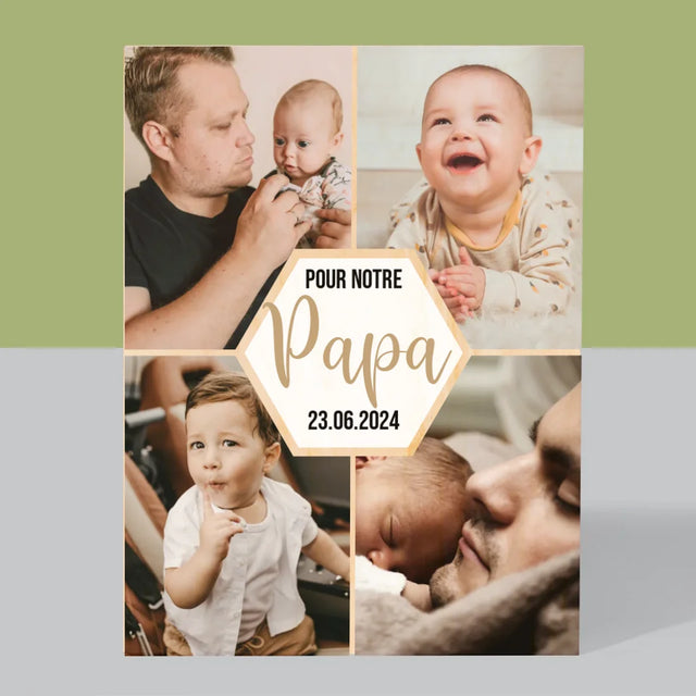 Le Collage Photo: Pour Notre Papa - Impression Sur Bois