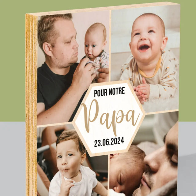 Le Collage Photo: Pour Notre Papa - Impression Sur Bois