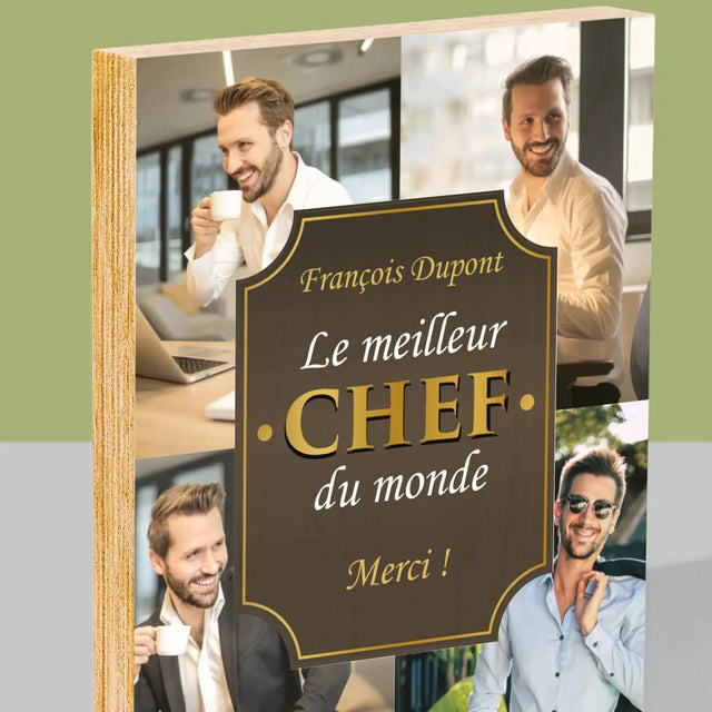 Le Collage Photo: Le Meilleur Chef Du Monde - Impression Sur Bois