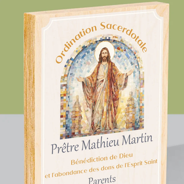 Le Prénom Et Un Texte: Ordination Sacerdotale  - Impression Sur Bois