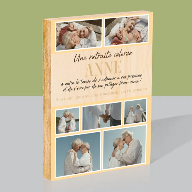 Le Collage Photo: Une Retraite Colorée - Impression Sur Bois