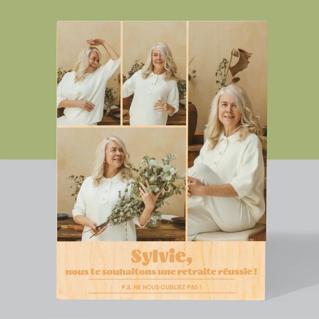 Le Collage Photo: Une Retraite Réussie - Impression Sur Bois