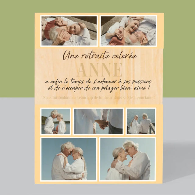 Le Collage Photo: Une Retraite Colorée - Impression Sur Bois