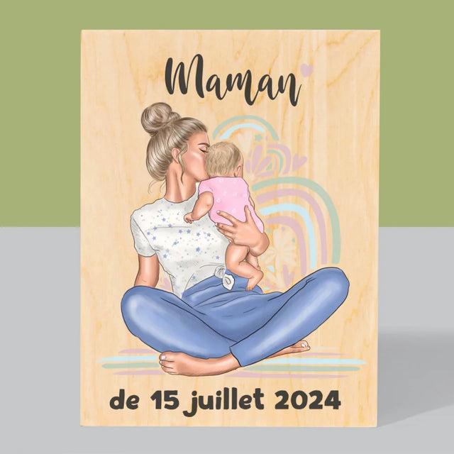 La Création Du Personnage: Jeune Maman - Impression Sur Bois