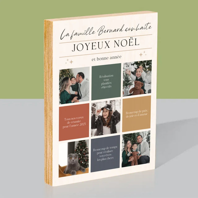 Le Collage Photo: Joyeux Noël, Souhaits - Impression Sur Bois 