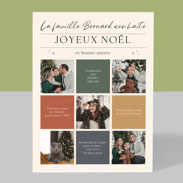Le Collage Photo: Joyeux Noël, Souhaits - Impression Sur Bois 
