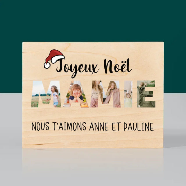 Collage Photo De Lettre: Joyeux Noël Mamie - Impression Sur Bois
