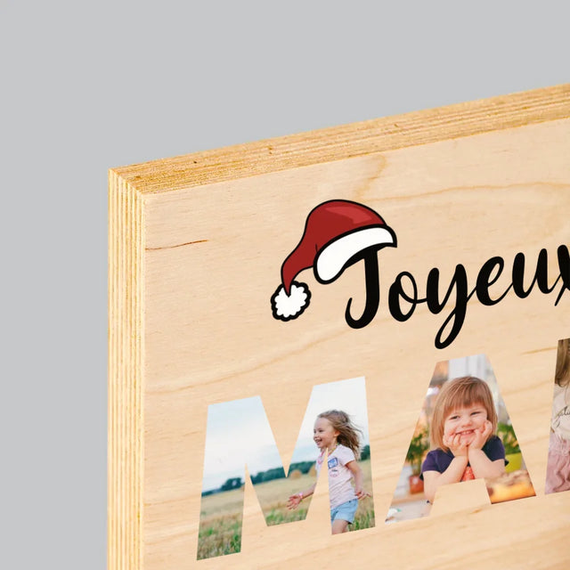Collage Photo De Lettre: Joyeux Noël Mamie - Impression Sur Bois