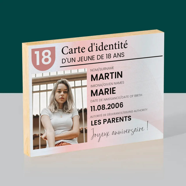 La Photo Et Un Texte: Carte D'Identité - Impression Sur Bois