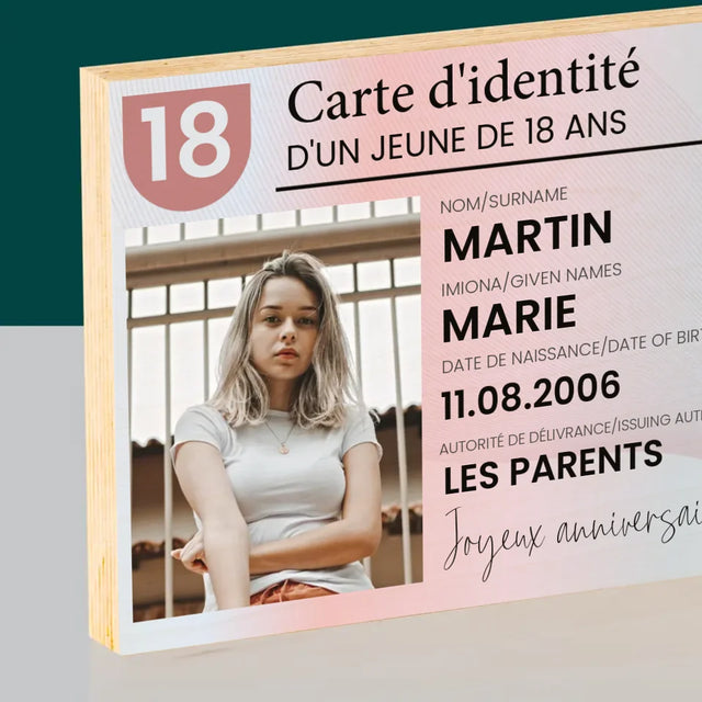 La Photo Et Un Texte: Carte D'Identité - Impression Sur Bois