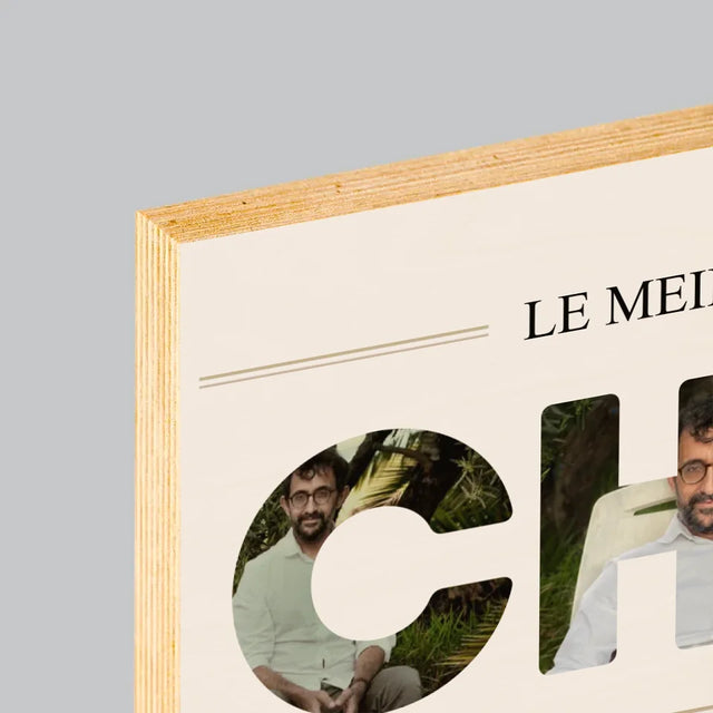 Collage Photo De Lettre: Le Meilleur Chef 2 - Impression Sur Bois