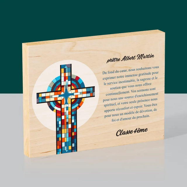 Le Prénom Et Un Texte: Remerciements Croix - Impression Sur Bois