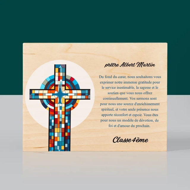 Le Prénom Et Un Texte: Remerciements Croix - Impression Sur Bois