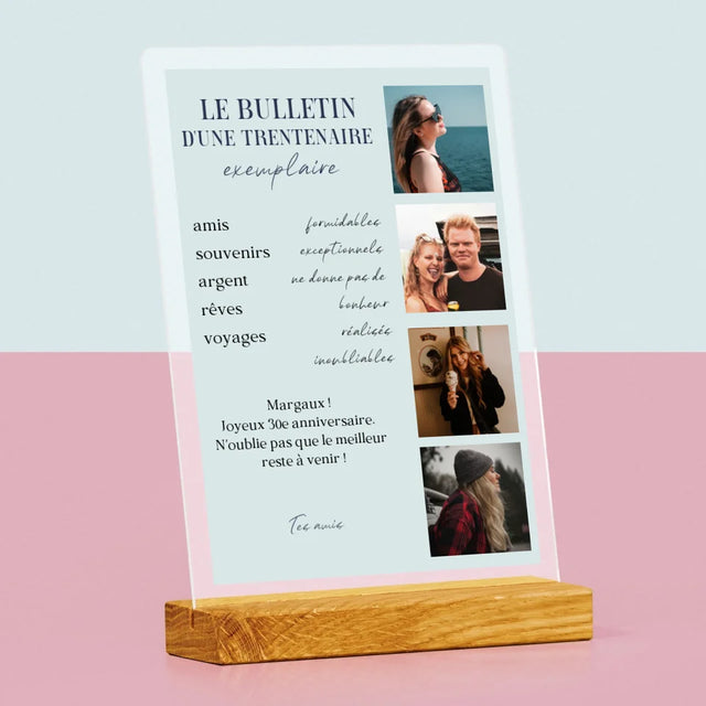 Le Collage Photo: Le Bulletin D'Une Trentenaire Exemplaire - Impression Sur Verre Acrylique