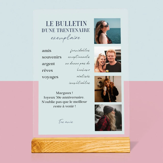 Le Collage Photo: Le Bulletin D'Une Trentenaire Exemplaire - Impression Sur Verre Acrylique