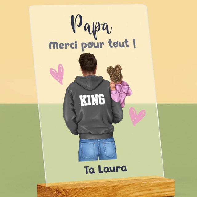 La Création Du Personnage: Papa Avec Enfant - Impression Sur Verre Acrylique