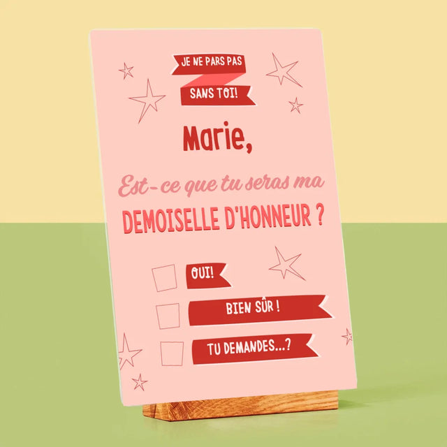 Le Prénom Et Un Texte: Je Ne Pars Pas Sans Toi - Impression Sur Verre Acrylique