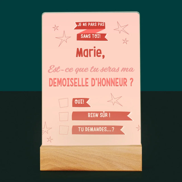 Le Prénom Et Un Texte: Je Ne Pars Pas Sans Toi - Impression Sur Verre Acrylique