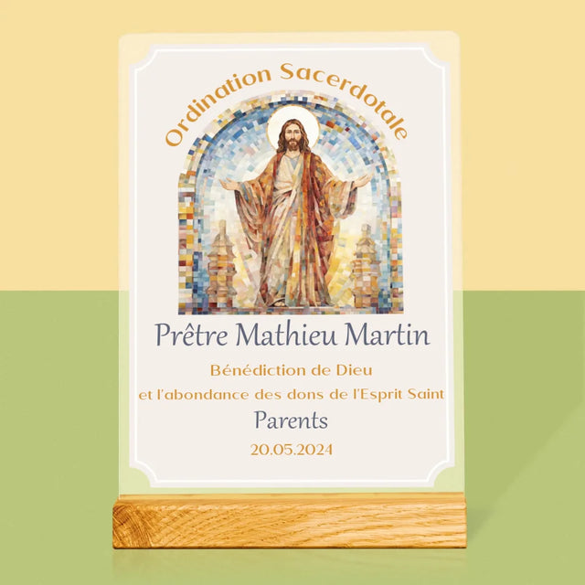 Le Prénom Et Un Texte: Ordination Sacerdotale  - Impression Sur Verre Acrylique