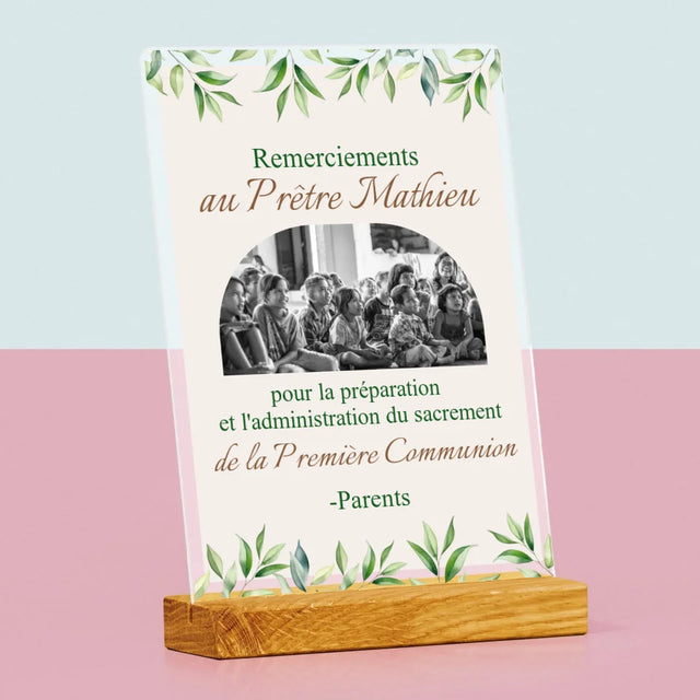 La Photo Et Un Texte: Remerciements Au Prêtre Communion - Impression Sur Verre Acrylique
