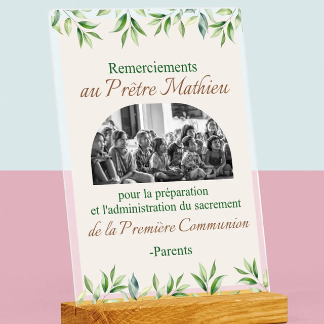 La Photo Et Un Texte: Remerciements Au Prêtre Communion - Impression Sur Verre Acrylique