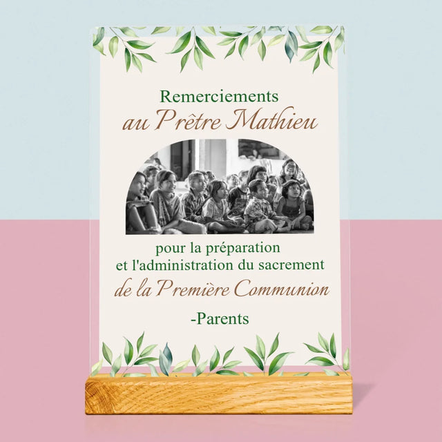 La Photo Et Un Texte: Remerciements Au Prêtre Communion - Impression Sur Verre Acrylique