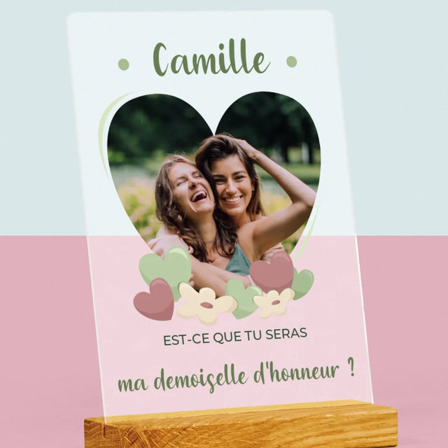 La Photo Et Un Texte: Est-Ce Que Tu Seras Ma Demoiselle D'Honneur ? - Impression Sur Verre Acrylique