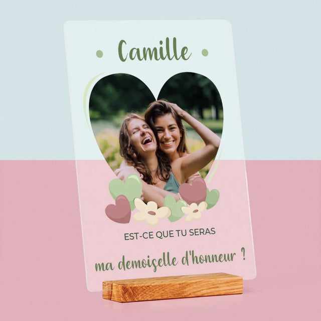 La Photo Et Un Texte: Est-Ce Que Tu Seras Ma Demoiselle D'Honneur ? - Impression Sur Verre Acrylique