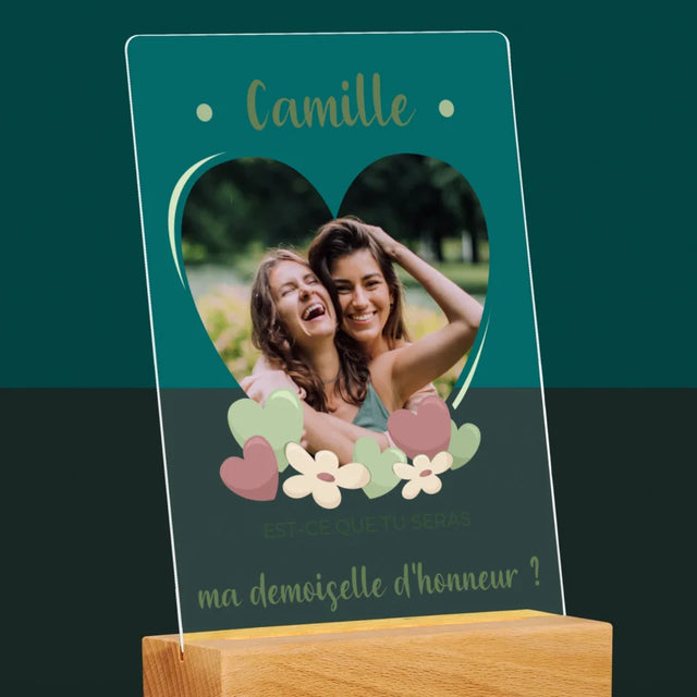 La Photo Et Un Texte: Est-Ce Que Tu Seras Ma Demoiselle D'Honneur ? - Impression Sur Verre Acrylique