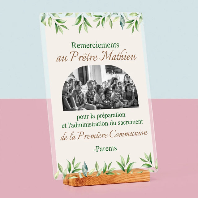 La Photo Et Un Texte: Remerciements Au Prêtre Communion - Impression Sur Verre Acrylique
