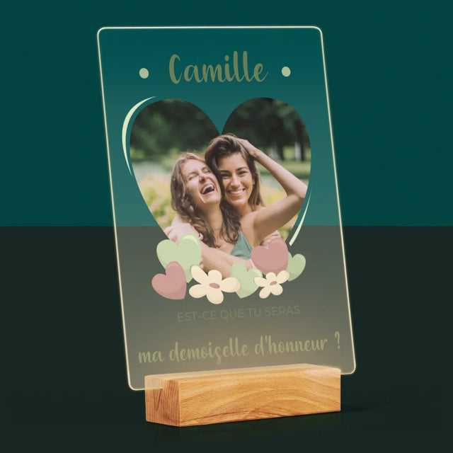 La Photo Et Un Texte: Est-Ce Que Tu Seras Ma Demoiselle D'Honneur ? - Impression Sur Verre Acrylique