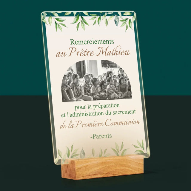 La Photo Et Un Texte: Remerciements Au Prêtre Communion - Impression Sur Verre Acrylique