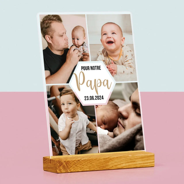 Le Collage Photo: Pour Notre Papa - Impression Sur Verre Acrylique