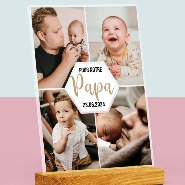 Le Collage Photo: Pour Notre Papa - Impression Sur Verre Acrylique