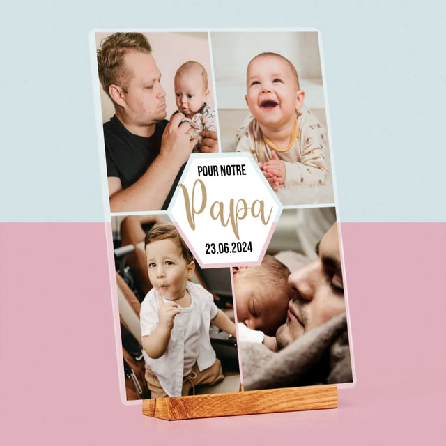 Le Collage Photo: Pour Notre Papa - Impression Sur Verre Acrylique