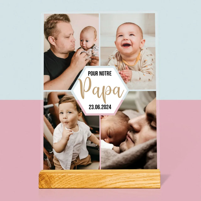 Le Collage Photo: Pour Notre Papa - Impression Sur Verre Acrylique