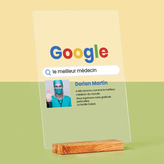 La Photo Et Un Texte: Meilleur Médecin Résultat Google - Impression Sur Verre Acrylique