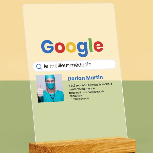 La Photo Et Un Texte: Meilleur Médecin Résultat Google - Impression Sur Verre Acrylique