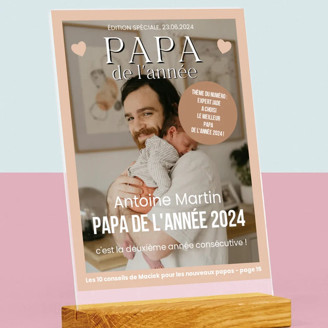 La Couverture De Magazine: Papa De L'Année - Impression Sur Verre Acrylique