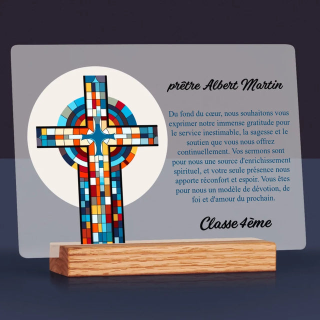 Le Prénom Et Un Texte: Remerciements Croix - Impression Sur Verre Acrylique