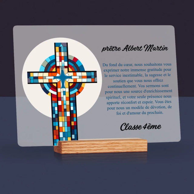 Le Prénom Et Un Texte: Remerciements Croix - Impression Sur Verre Acrylique