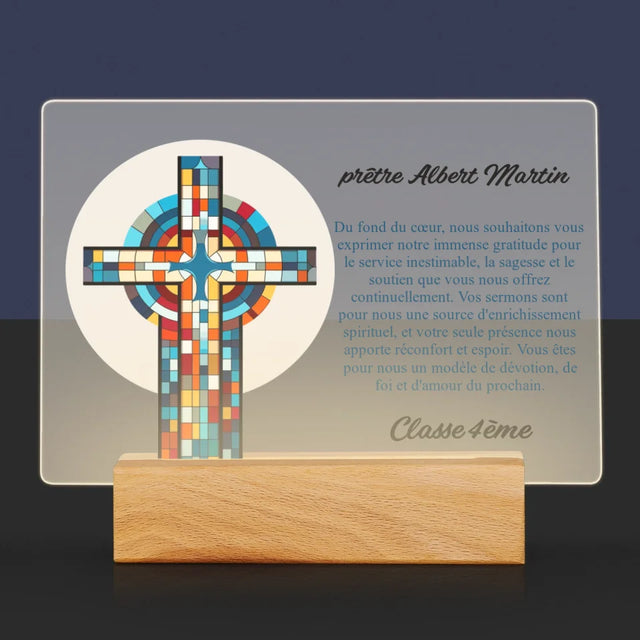 Le Prénom Et Un Texte: Remerciements Croix - Impression Sur Verre Acrylique