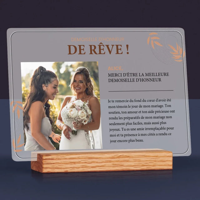 La Photo Et Un Texte: La Demoiselle D'Honneur De Rêve - Impression Sur Verre Acrylique